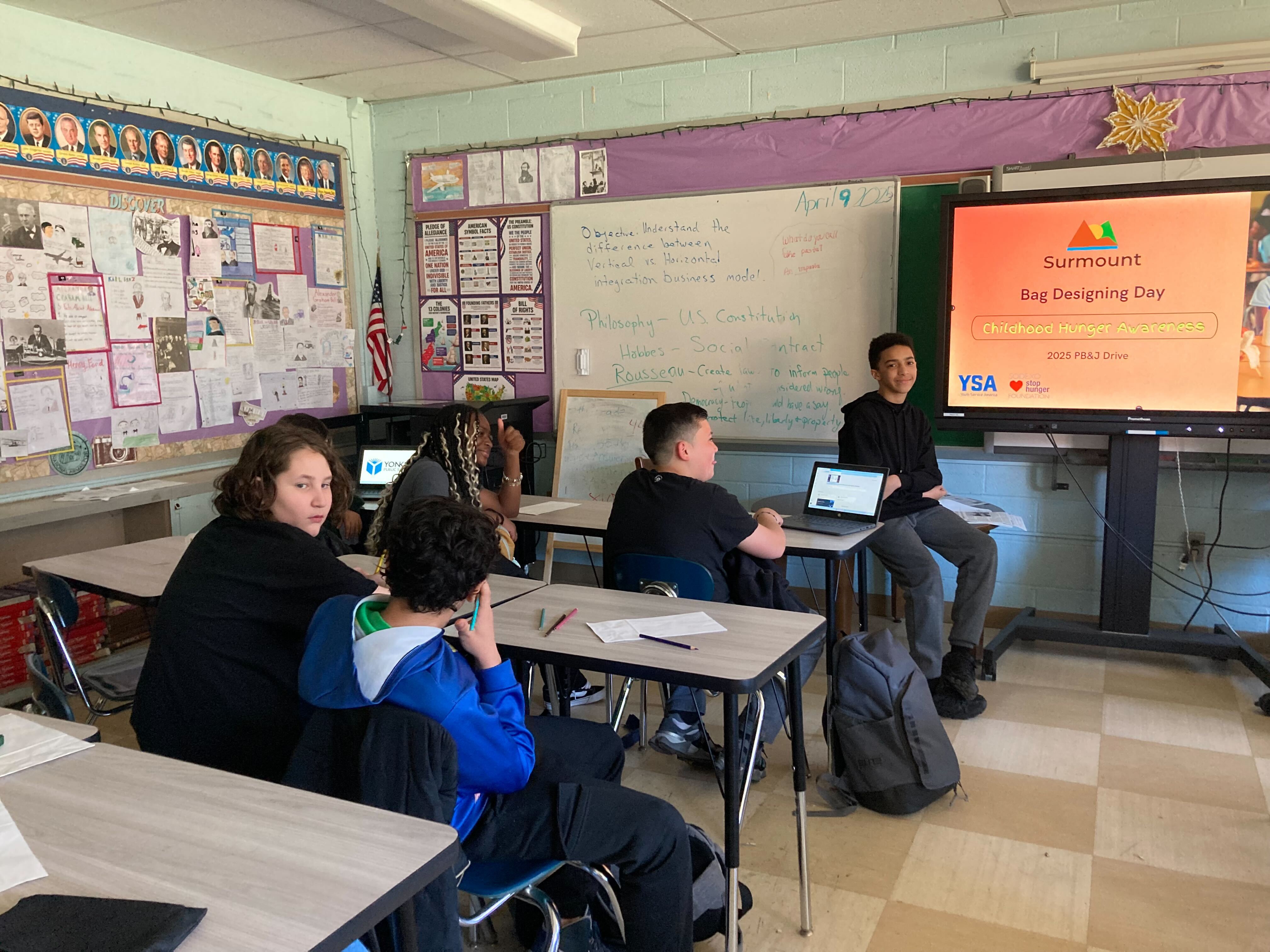 Students participate in a PB and J Drive school session